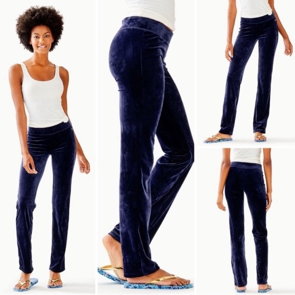 Lilly Pulitzer Pants - Lilly Pulitzer Jordynne Velour Pant Navy Blue Size Medium